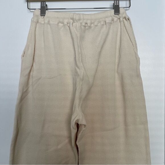 Frankie Shop Jogger Pants Small Bone Waffle Knit Elastic Waist Pockets Relaxed - Picture 6 of 15
